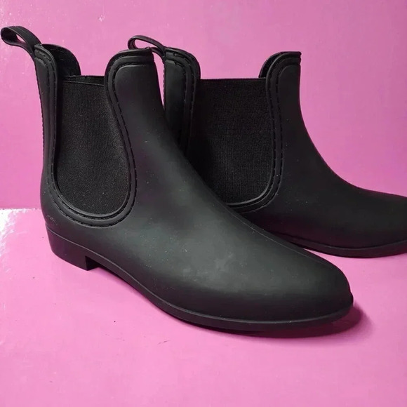 JC Play Shoes - JC Play Jeffrey Campbell Women's Black Pull On Ankle Chelsea Rain Boots  9